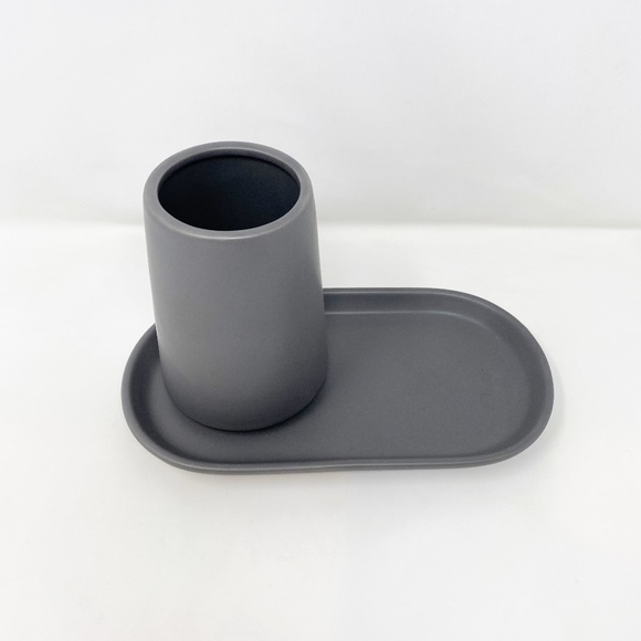 3pc Moda NY Stoneware Bath Accessory Set Gray - Picture 4 of 9